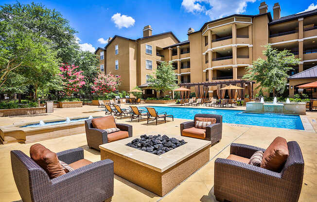 Poolside Seating at Dallas Apartment Rentals Near Me