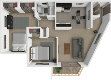 2 beds, 1 bath, 905 sqft, $1,360