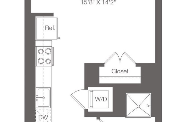 Studio, 1 bath, 496 sqft, $2,430