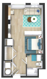 Studio, 1 bath, 489 sqft, $1,995