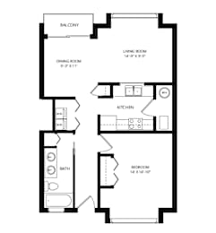 1 bed, 1 bath, 825 sqft, $1,345