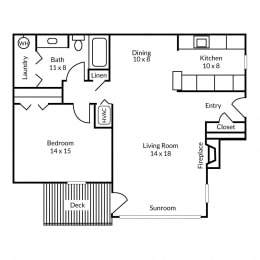 1 bed, 1 bath, 800 sqft, $1,280