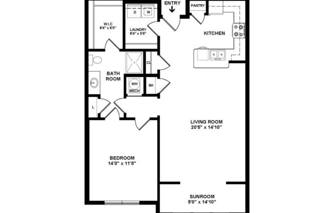 1 bed, 1 bath, 902 sqft, $1,745