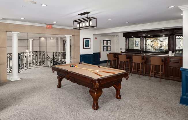 second floor resident lounge with billiards and newly renovated