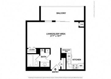 Studio, 1 bath, 400 sqft, $1,360