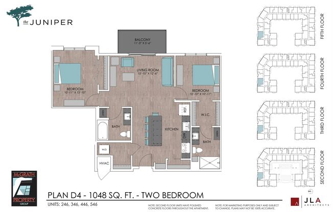 2 beds, 2 baths, 1,048 sqft, $2,240, Unit 246