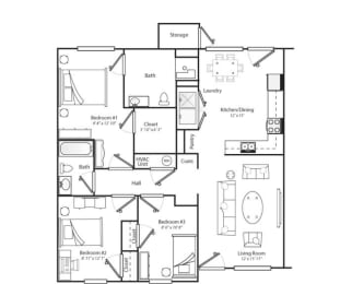3 beds, 2 baths, 1,181 sqft, $1,632
