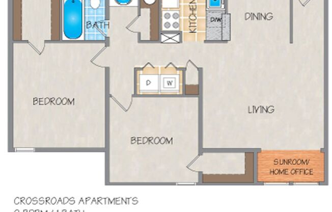 2 beds, 1 bath, 884 sqft, $1,435, Unit F141