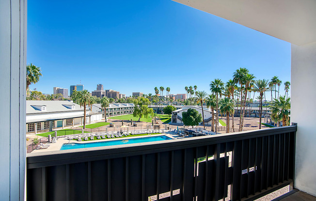 Balcony overlooking the pool area