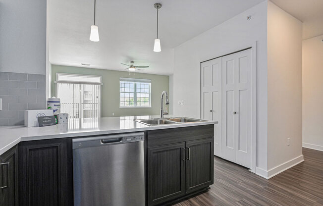 a kitchen with a sink and a dishwasher at Meadowbrooke Apartment Homes, Grand Rapids