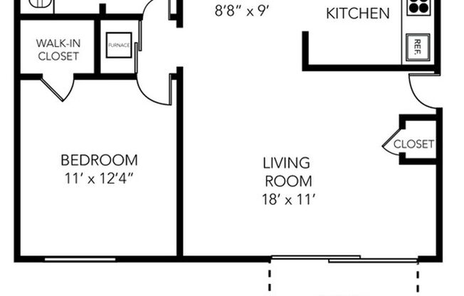 1 bed, 1 bath, 700 sqft, $840, Unit 1450GR