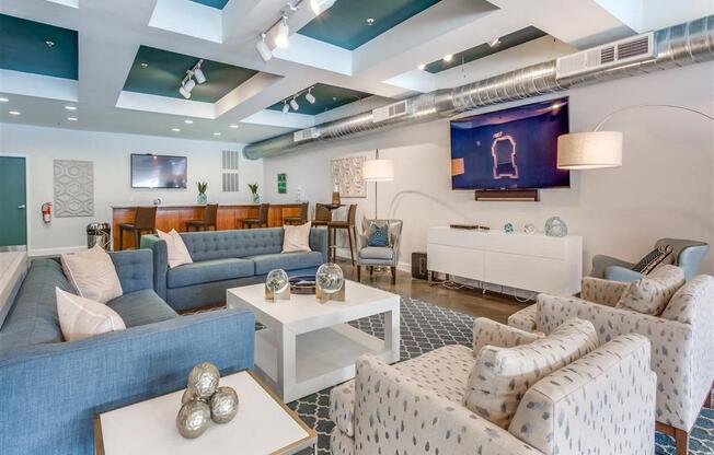 Posh Lounge Area In Clubhouse at Greenway at Fisher Park, Greensboro, NC