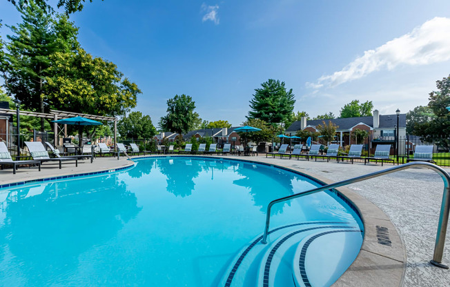 resort-style swimming pool at Littlestone Apartments in Gallatin