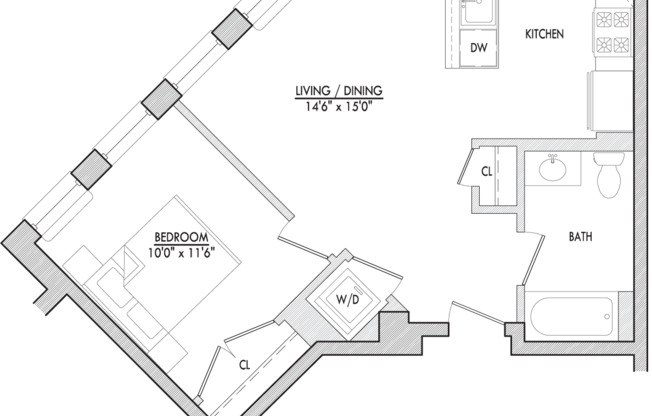 1 bed, 1 bath, 611 sqft, $3,325, Unit 602