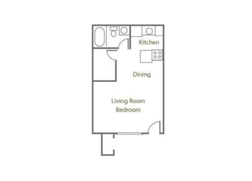 Studio, 1 bath, 461 sqft, $914