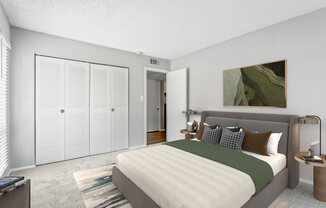 Bedroom with a Large Bed at Lakes Edge Apartments, Greensboro, North Carolina