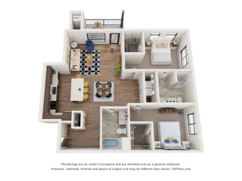2 beds, 2 baths, 1,238 sqft, $2,065