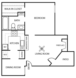 1 bed, 1 bath, 615 sqft, $988