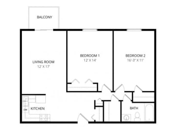 2 beds, 1 bath, 965 sqft, $1,155