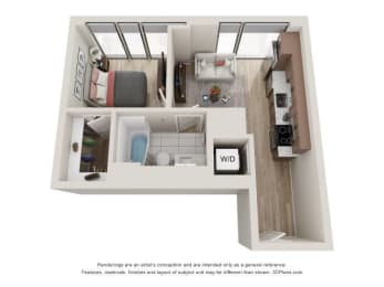 1 bed, 1 bath, 463 sqft, $1,701