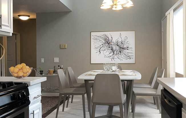 Dining Table and Kitchen at NOHO GALLERY Apartments, California, 91601