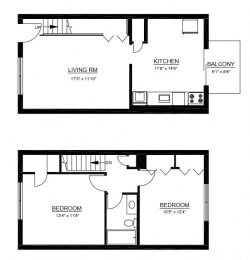 2 beds, 1 bath, 1,033 sqft, $1,656