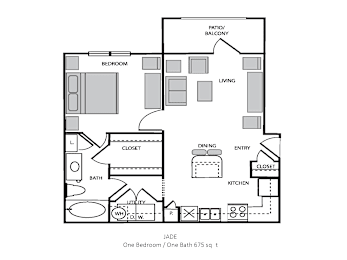 1 bed, 1 bath, 675 sqft, $1,099