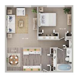 1 bed, 1 bath, 700 sqft, $1,196