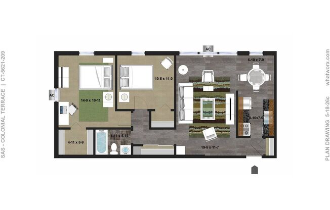 2 beds, 1 bath, 900 sqft, $1,519, Unit 2-307