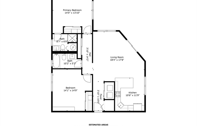 2 beds, 2 baths, 1,060 sqft, $3,700, Unit 106