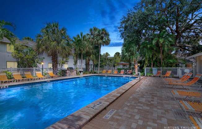 Pool During Twilight at Sarasota South, Bradenton, FL