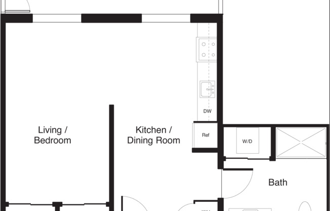 Studio, 1 bath, 609 sqft, $2,180, Unit 417