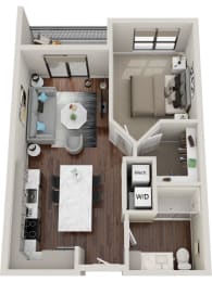 1 bed, 1 bath, 635 sqft, $2,017