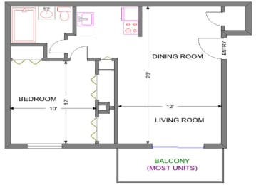  Floor Plan 1 Bed 1Bath