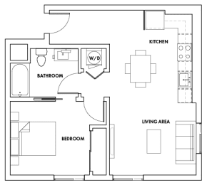 1 bed, 1 bath, 734 sqft, $2,596