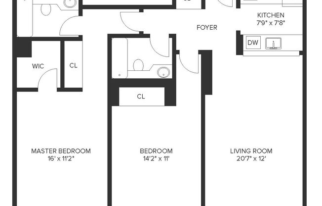 2 beds, 2 baths, 956 sqft, $6,235, Unit 6-G