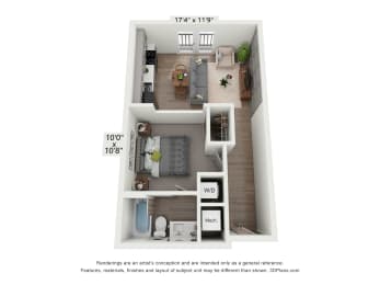 Studio, 1 bath, 530 sqft, $1,265