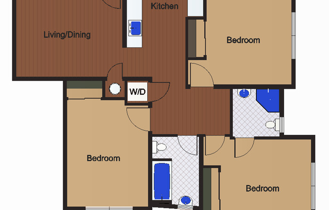 3 beds, 2 baths, 1,035 sqft, $3,995, Unit 302