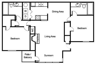 2 beds, 2 baths, 1,076 sqft, $1,518