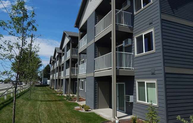 a view of the balconies of an apartment building