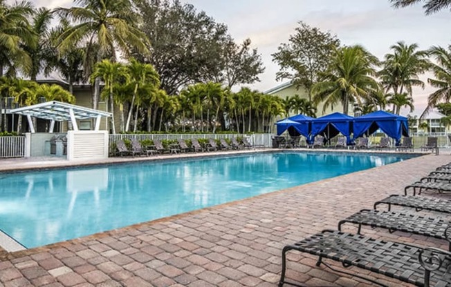 Outdoor pool with lounge seating