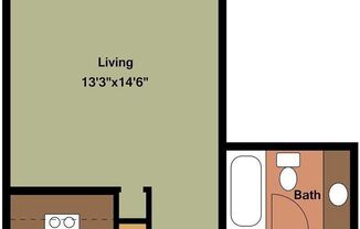 Studio, 1 bath, 433 sqft, $1,750, Unit 237