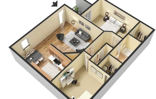 2 beds, 1 bath, 840 sqft, $2,495