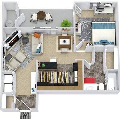 1 bed, 1 bath, 677 sqft, $1,370