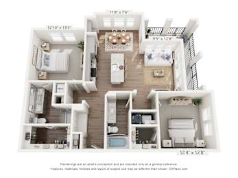 2 beds, 2 baths, 1,210 sqft, $1,907