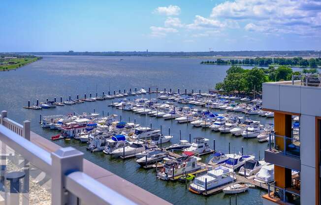 Marina view at  at Riverpoint apartments Washington, DC 20024