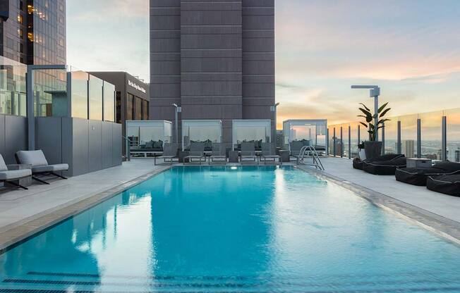 Rooftop swimming pool at The Rey. apartments for rent in San Diego, CA