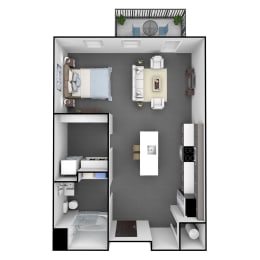 Studio, 1 bath, 588 sqft, $1,225