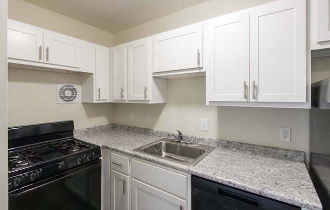 This is a photo of the kitchen in the 543 square foot B-style, 1 bedroom, 1 bath apartment at Blue Grass Manor Apartments in Erlanger, KY.