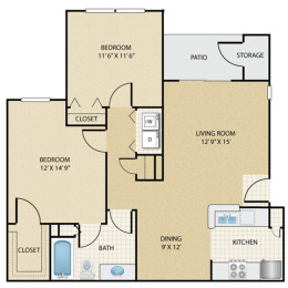 2 beds, 1 bath, 901 sqft, $1,704